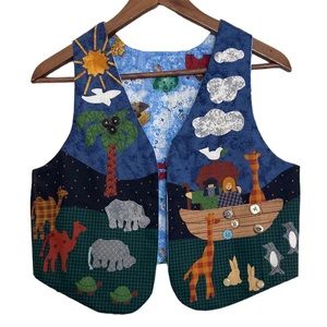 Handmade Vest Womens Small Petite Youth Noahs Ark Sunday School Bible Cute